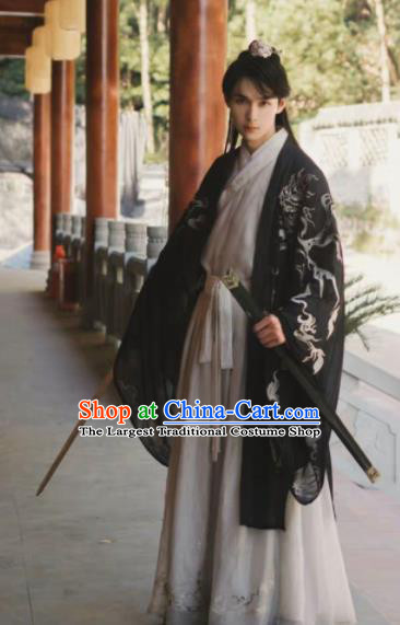 Chinese Ancient Jin Dynasty Swordsman Hanfu Clothing Traditional Palace Prince Embroidered Replica Costume for Men