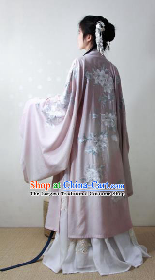 Chinese Traditional Song Dynasty Court Pink Hanfu Dress Ancient Imperial Concubine Replica Costumes for Women