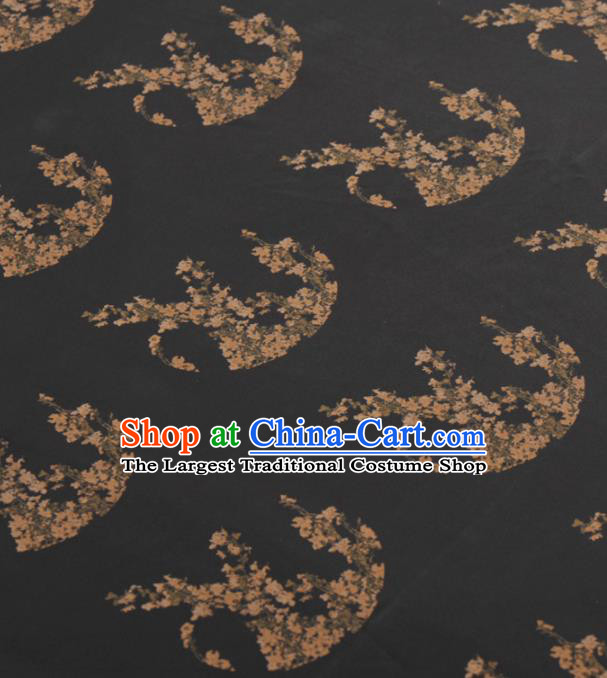 Asian Chinese Classical Plum Pattern Black Gambiered Guangdong Gauze Traditional Cheongsam Brocade Silk Fabric