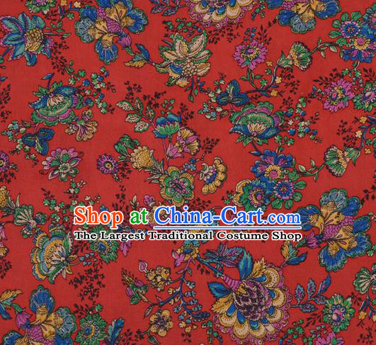 Asian Chinese Classical Cockscomb Pattern Red Gambiered Guangdong Gauze Traditional Cheongsam Brocade Silk Fabric