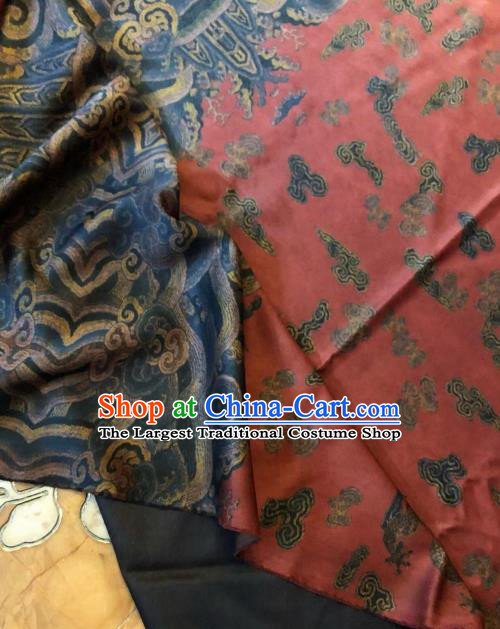 Asian Chinese Classical Dragons Pattern Satin Drapery Gambiered Guangdong Gauze Brocade Traditional Cheongsam Brocade Silk Fabric