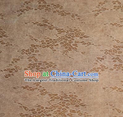 Asian Chinese Cheongsam Classical Plum Pattern Khaki Gambiered Guangdong Gauze Satin Drapery Brocade Traditional Brocade Silk Fabric