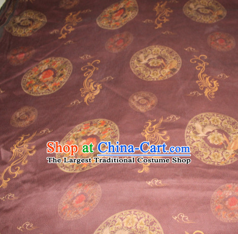 Chinese Traditional Cheongsam Classical Phoenix Peony Pattern Wine Red Gambiered Guangdong Gauze Asian Satin Drapery Brocade Silk Fabric
