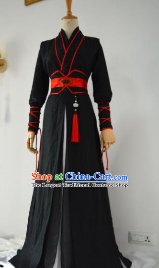 Customized Chinese Traditional Cosplay Swordsman Black Costume Ancient Drama Childe Prince Clothing for Men