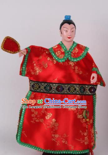 Traditional Chinese Handmade Red Robe Scholar Puppet Marionette Puppets String Puppet Wooden Image Arts Collectibles