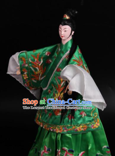 Traditional Chinese Green Dress Diva Puppet Marionette Puppets String Puppet Wooden Image Arts Collectibles