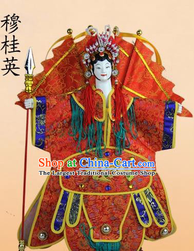 Chinese Traditional Female General Mu Guiying Marionette Puppets Handmade Puppet String Puppet Wooden Image Arts Collectibles