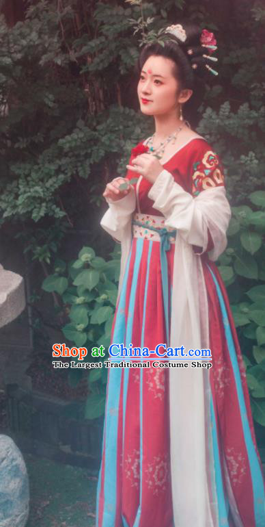 Chinese Traditional Tang Dynasty Court Concubine Hanfu Dress Ancient Imperial Consort Replica Costumes for Women