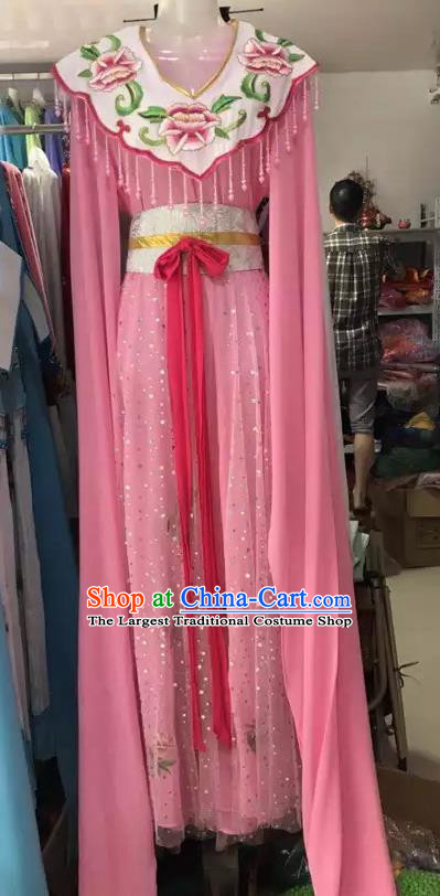 Traditional Chinese Handmade Beijing Opera Lin Daiyu Costumes Ancient Peri Princess Pink Dress for Women