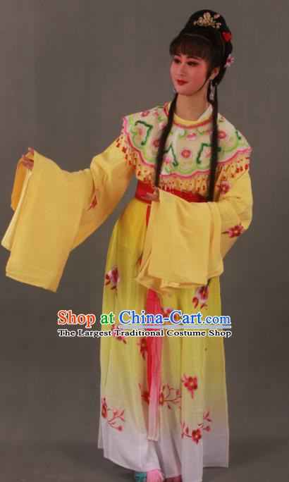 Traditional Chinese Peking Opera Actress Yellow Dress Ancient Imperial Princess Costume for Women