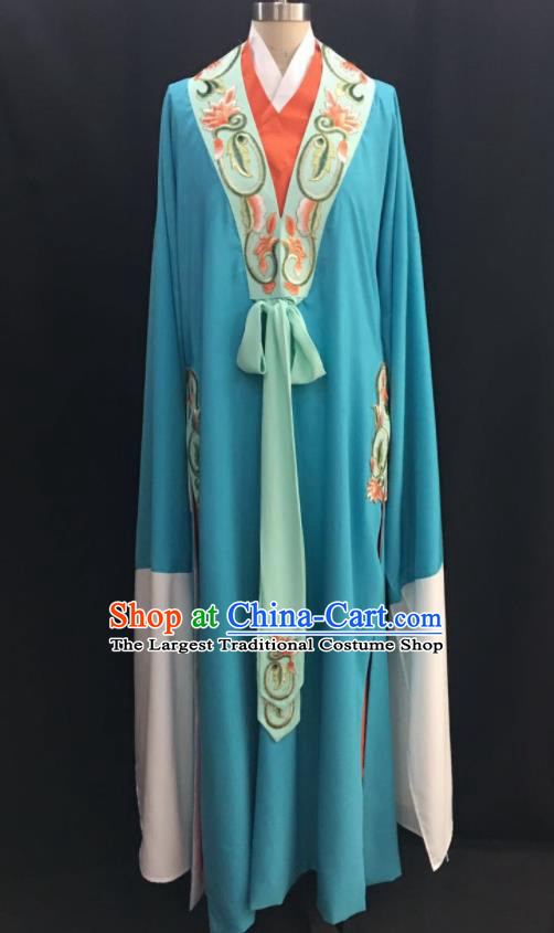 Traditional Chinese Huangmei Opera Niche Blue Robe Ancient Romance of the Western Chamber Scholar Costume for Men
