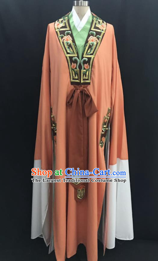 Traditional Chinese Huangmei Opera Niche Orange Robe Ancient Romance of the Western Chamber Scholar Costume for Men