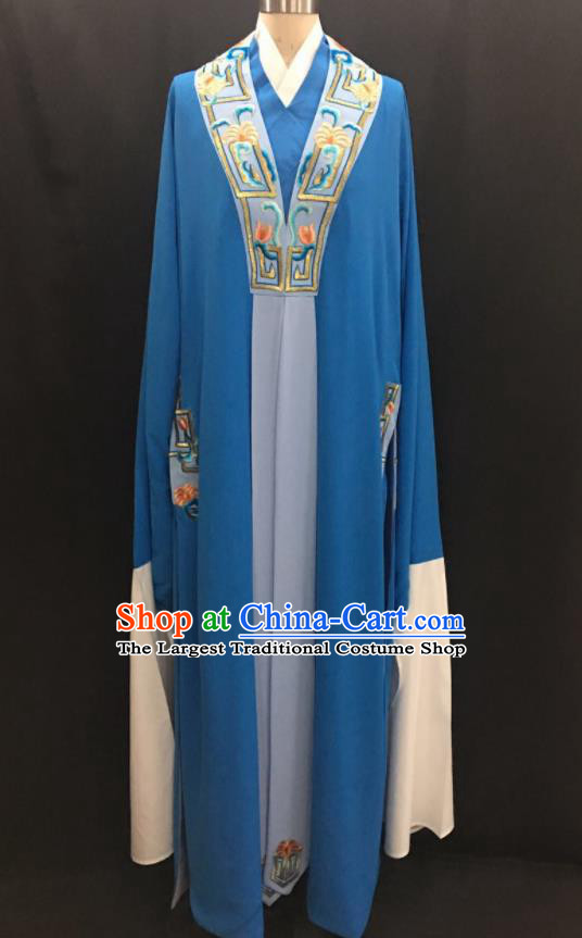 Traditional Chinese Huangmei Opera Niche Blue Robe Ancient Romance of the Western Chamber Scholar Costume for Men
