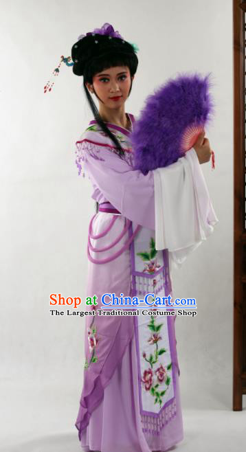 Traditional Chinese Shaoxing Opera Nobility Lady Purple Dress Ancient Peking Opera Diva Costume for Women