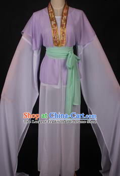 Traditional Chinese Shaoxing Opera Maidservants Lilac Dress Ancient Peking Opera Village Girl Costume for Women