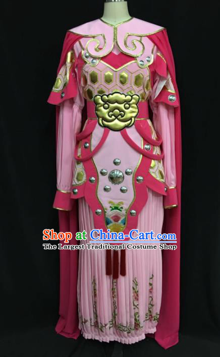 Traditional Chinese Shaoxing Opera Female General Pink Clothing Ancient Peking Opera Blues Costume for Women
