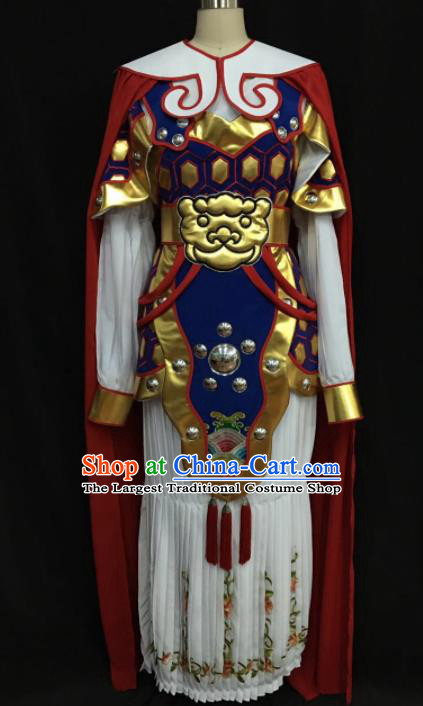 Traditional Chinese Shaoxing Opera Female General Royalblue Clothing Ancient Peking Opera Blues Costume for Women