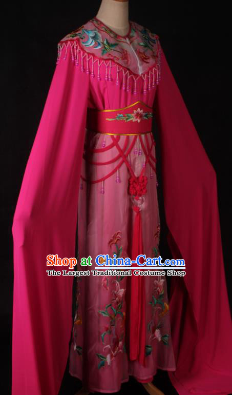 Traditional Chinese Shaoxing Opera Peri Princess Rosy Dress Ancient Peking Opera Diva Costume for Women