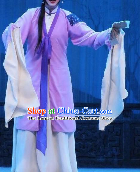 Chinese Traditional Shaoxing Opera Poor Lady Purple Dress Ancient Peking Opera Actress Costume for Women