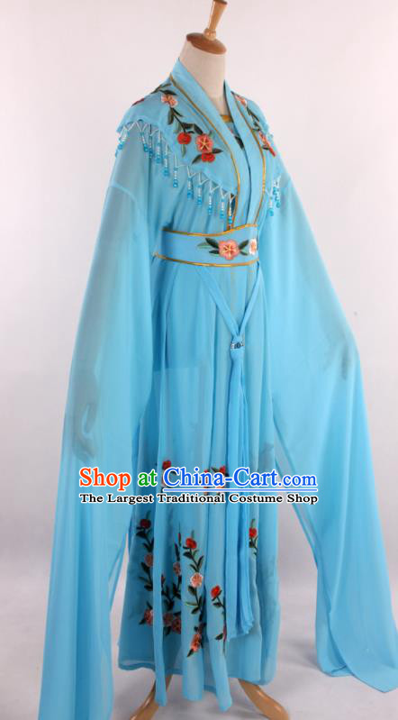 Chinese Traditional Shaoxing Opera Diva Goddess Light Blue Dress Ancient Peking Opera Actress Costume for Women
