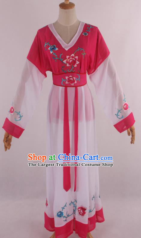 Chinese Traditional Shaoxing Opera Young Lady Rosy Dress Ancient Peking Opera Maidservant Costume for Women