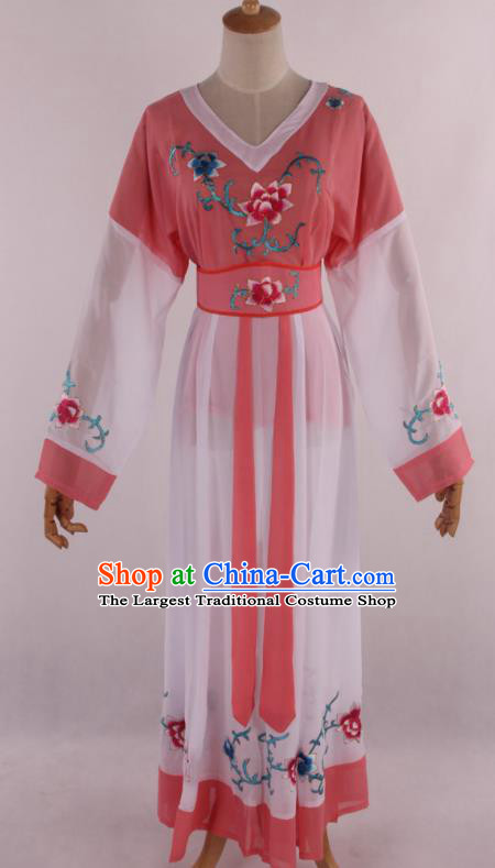 Chinese Traditional Shaoxing Opera Young Lady Peach Pink Dress Ancient Peking Opera Maidservant Costume for Women