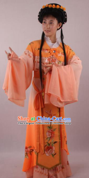 Professional Chinese Beijing Opera Rich Lady Orange Dress Ancient Traditional Peking Opera Diva Costume for Women