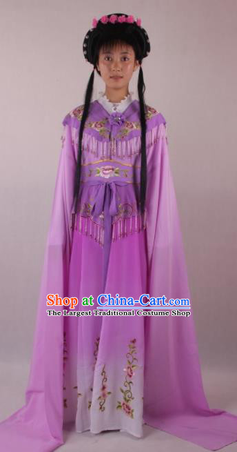 Professional Chinese Beijing Opera Rich Lady Purple Dress Ancient Traditional Peking Opera Diva Costume for Women