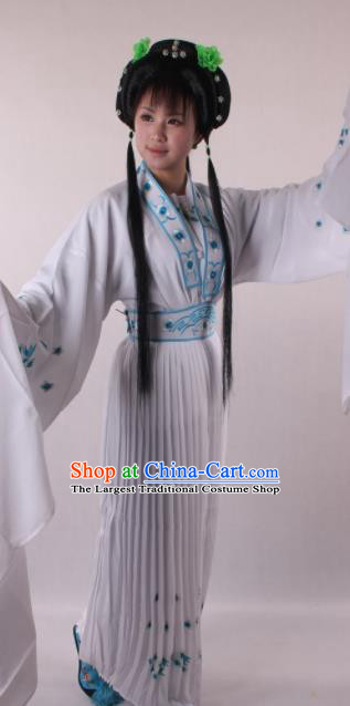 Professional Chinese Shaoxing Opera Princess White Dress Ancient Traditional Peking Opera Young Lady Costume for Women