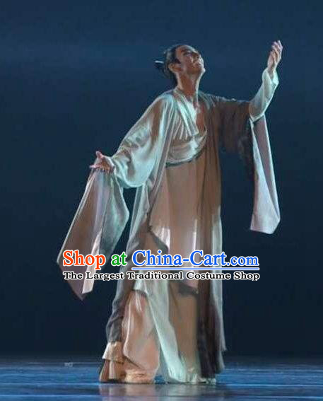 Traditional Chinese Classical Dance Wen Yue Costume Male Solo Dance Clothing for Men