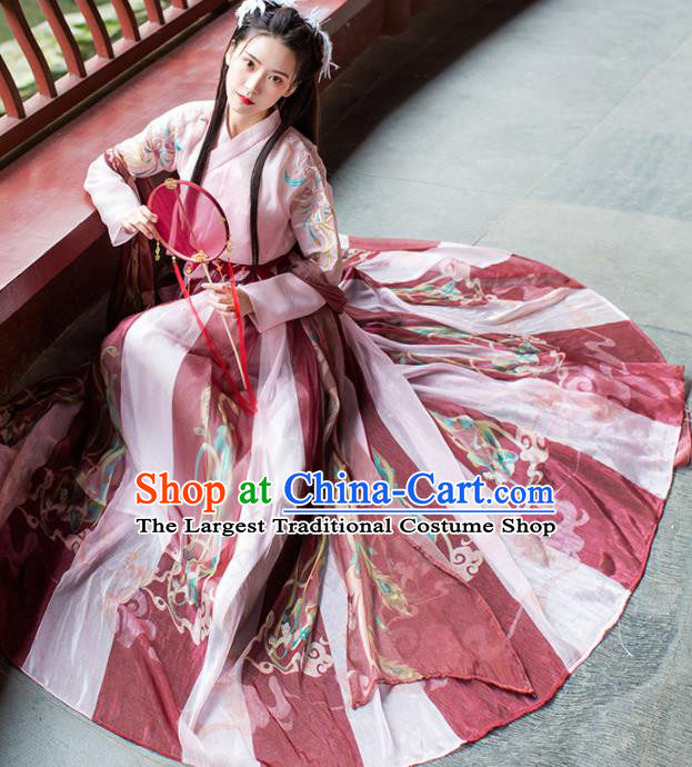 Traditional Chinese Tang Dynasty Historical Costume Ancient Court Princess Hanfu Dress for Women
