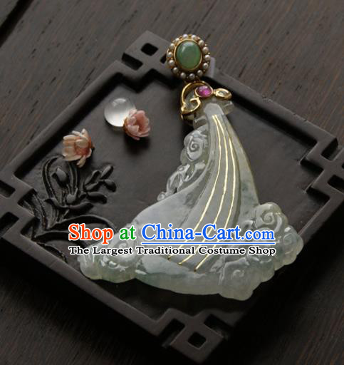 Chinese Ancient Court Jade Cloud Necklace Pendant Traditional Princess Hanfu Necklet Accessories for Women