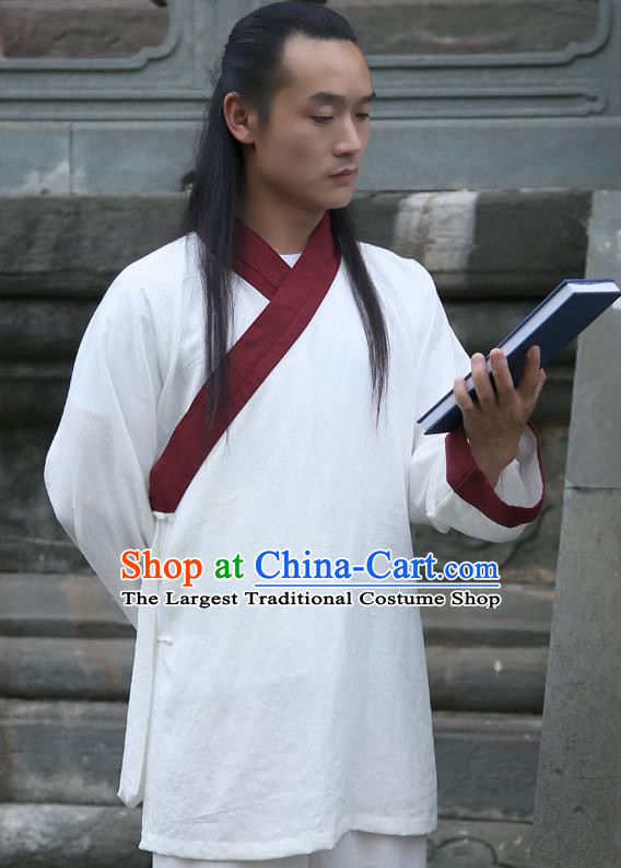 Chinese Traditional Martial Arts Red Slant Opening Costumes Kung Fu Tai Chi Competition Clothing for Men