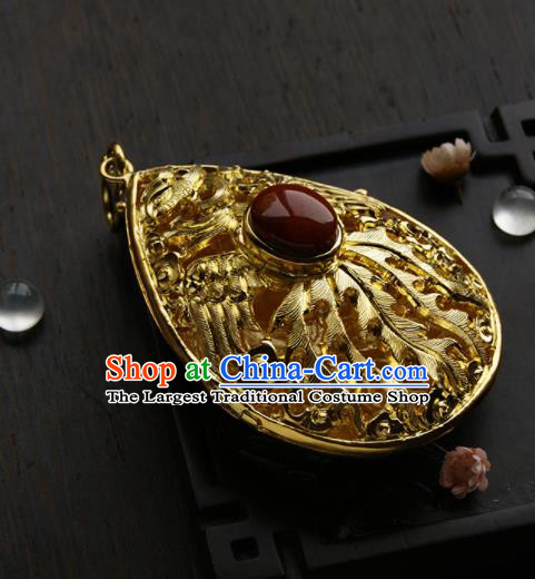 Chinese Ancient Court Golden Necklace Pendant Traditional Princess Hanfu Necklet Accessories for Women