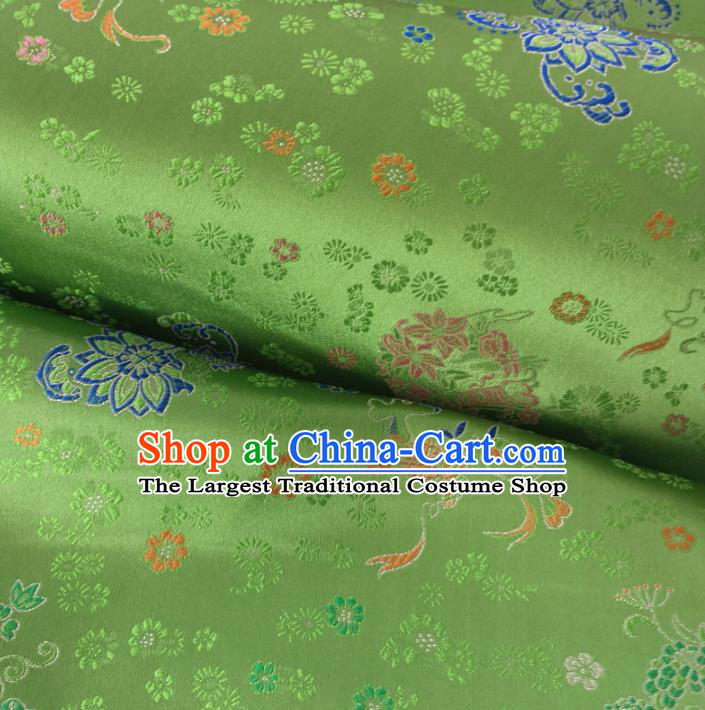 Traditional Chinese Royal Lotus Pattern Design Green Brocade Silk Fabric Asian Satin Material