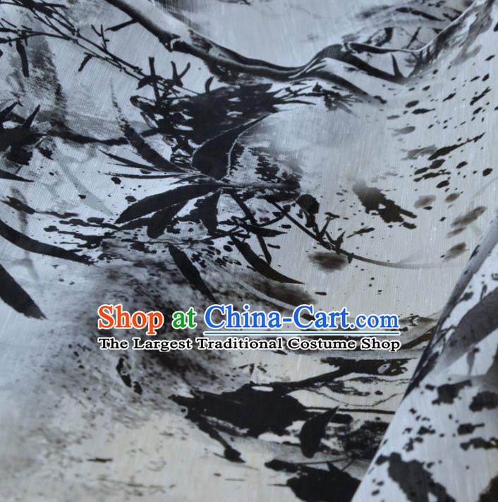 Chinese Traditional Ink Painting Pattern Design Silk Fabric Brocade Asian Satin Material