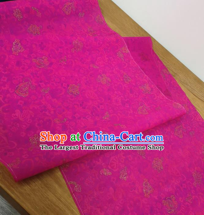Traditional Chinese Royal Pattern Design Rosy Silk Fabric Brocade Asian Satin Material