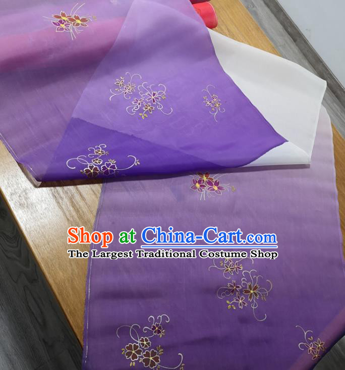 Traditional Chinese Royal Cherry Blossom Pattern Design Purple Silk Fabric Brocade Asian Satin Material