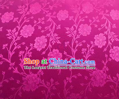 Chinese Traditional Flowers Pattern Design Rosy Satin Brocade Fabric Asian Silk Material