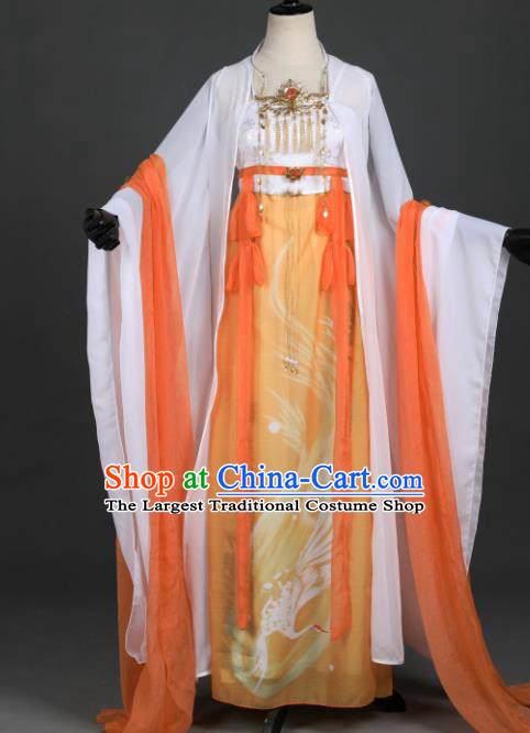 Chinese Ancient Cosplay Female General Heroine Orange Dress Traditional Hanfu Princess Swordsman Costume for Women
