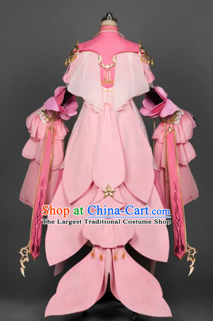 Chinese Ancient Cosplay Fairy Female Knight Heroine Pink Dress Traditional Hanfu Princess Swordsman Costume for Women