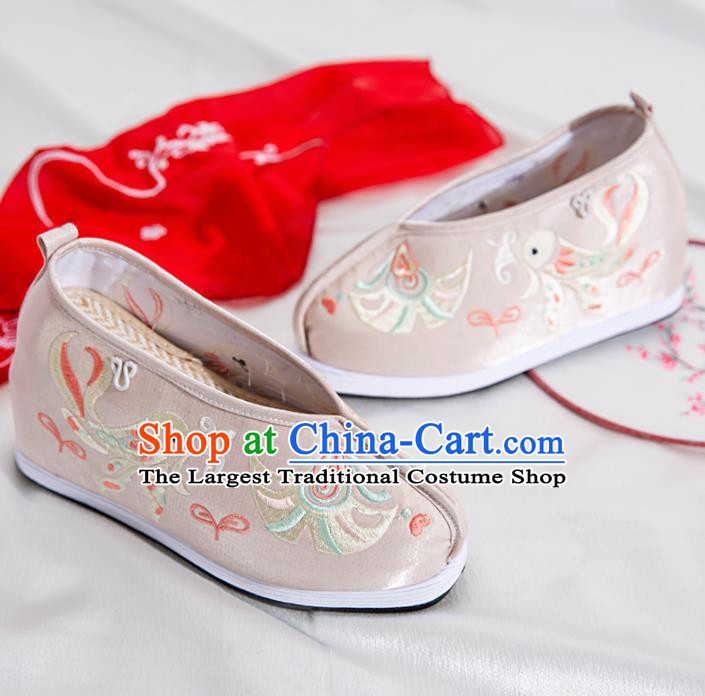 Asian Chinese Traditional Grey Embroidered Shoes Ancient Princess Shoes Hanfu Shoes for Women