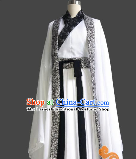 Chinese Traditional Cosplay Swordswoman Fairy White Dress Custom Ancient Jin Dynasty Imperial Consort Costume for Women