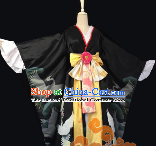 Chinese Traditional Cosplay Geisha Fairy Princess Black Dress Custom Ancient Swordswoman Costume for Women