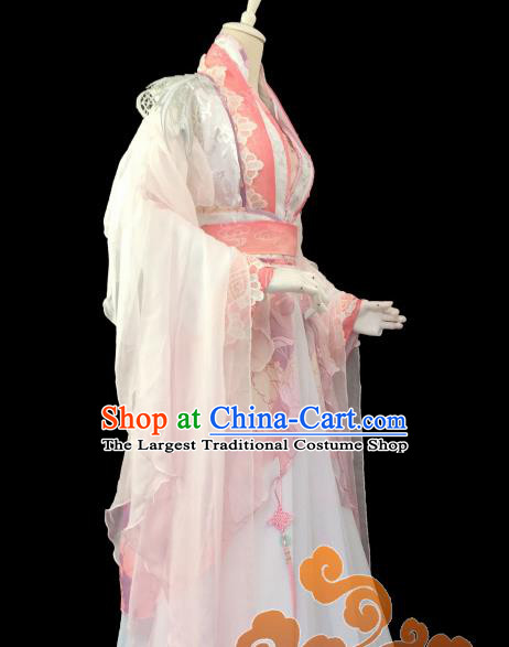Traditional Chinese Cosplay Princess Heroine Pink Dress Ancient Swordswoman Costume for Women