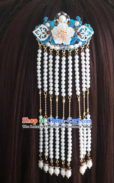 Chinese Ancient Princess Tassel Blueing Hair Claw Hairpins Traditional Handmade Hanfu Hair Accessories for Women