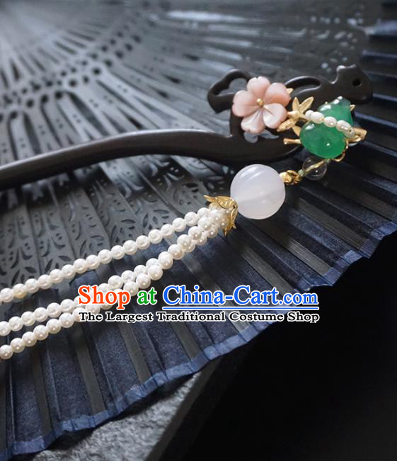 Chinese Ancient Princess Ebony Cucurbit Hairpins Tassel Step Shake Traditional Handmade Hanfu Hair Accessories for Women