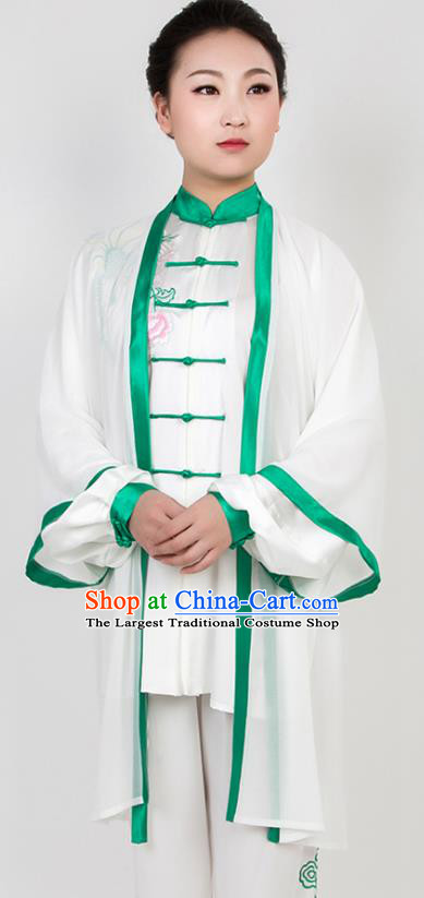 Chinese Traditional Martial Arts Embroidered Flowers Costume Best Kung Fu Competition Tai Chi Training Clothing for Women