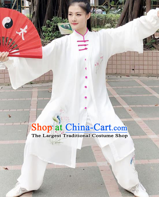 Professional Chinese Martial Arts Painting Lotus Costume Traditional Kung Fu Competition Tai Chi Clothing for Women