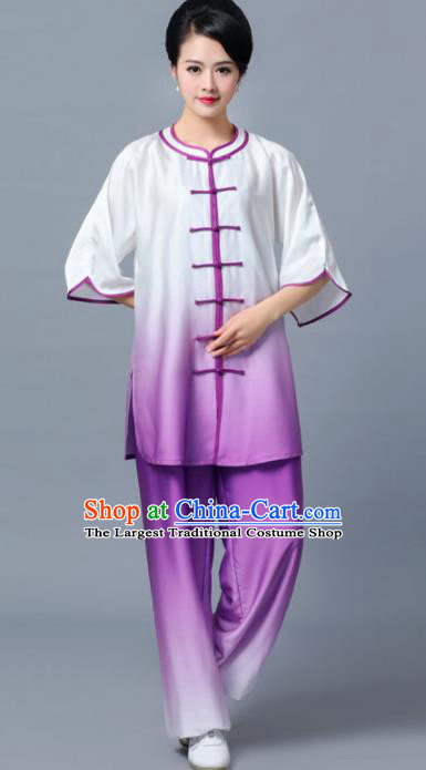 Professional Chinese Martial Arts Gradient Purple Costume Traditional Kung Fu Competition Tai Chi Clothing for Women